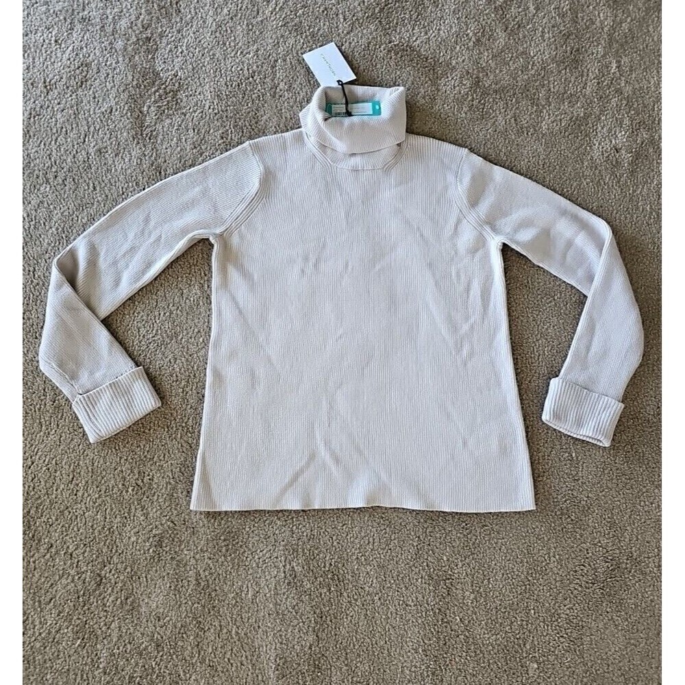 41 HAWTHORN Women's Tatum Ribbed Fold Over Collar & Cuff Sweater Beige Size XXL